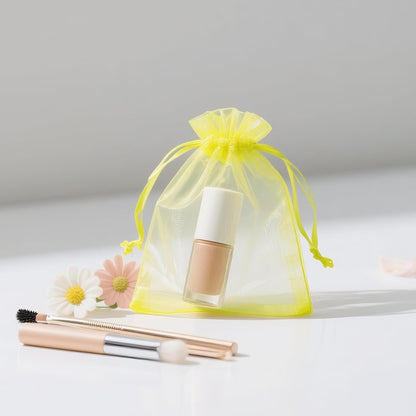 joycraft 50Pcs Organza Bags, 2x3 inch Gift Favor Bags, White Wedding Favor Bags, Jewelry Pouches with Drawstring, Mesh Bags Drawstring for Jewelry, Festival, Makeup, Candy, Desserts