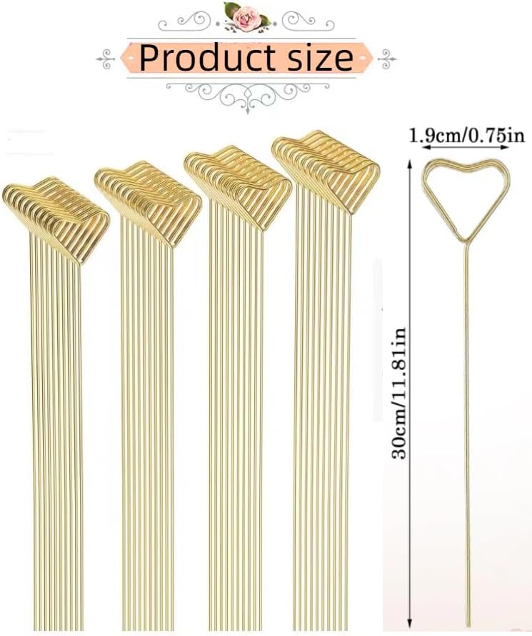 40Pcs Floral Card Holder Picks, Photo Holders for Centerpieces, Metal Floral Place Gift Card Holder for Tables, 12 Inch Suitable for DIY Holder Cake Topper, Sticks for Flower Bouquet