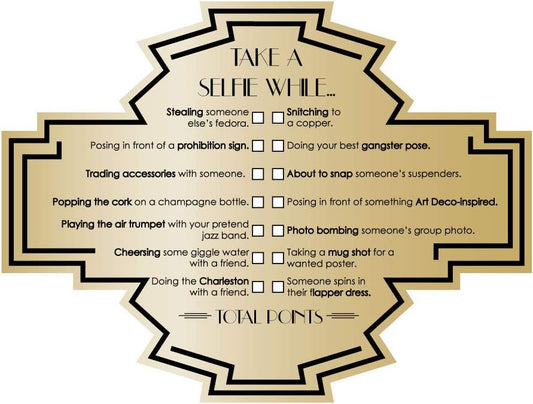 Big Dot of Happiness Roaring 20's - Selfie Scavenger Hunt - 1920s Art Deco Jazz Party Game - Set of 12