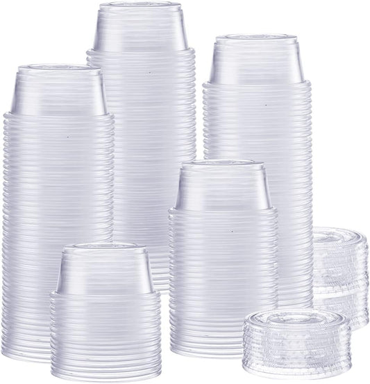 GUSTO 5.5 oz Jello Shot Cups with Lids [200 Count] Clear Plastic Portion Containers, Condiment Cups for Sauces, Dressings & Samples – Durable, Stackable, Leak-Resistant (Formerly Comfy Package)