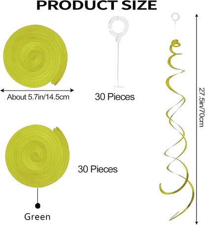 30 Pieces Hanging Swirl Party Decorations Foil Decorations Ceiling Swirl Spiral Hanging Plastic Streamer for Ceiling Birthday Graduation Wedding Celebration Baby Shower Party Supply (Black)