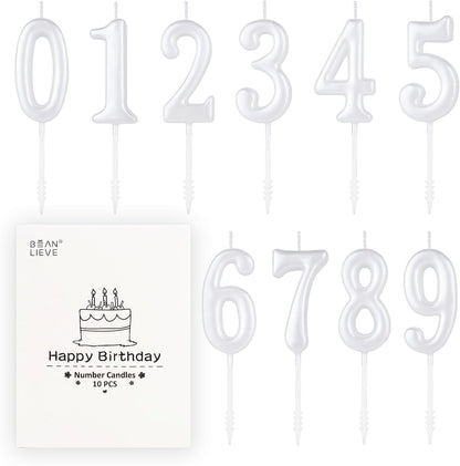 Beanlieve 10-Pieces Numeral Birthday Candles - Cake Numeral Candles Number 0-9 Glitter Cake Topper Decoration for Birthday,Wedding Anniversary,Party Celebration (Colourful)