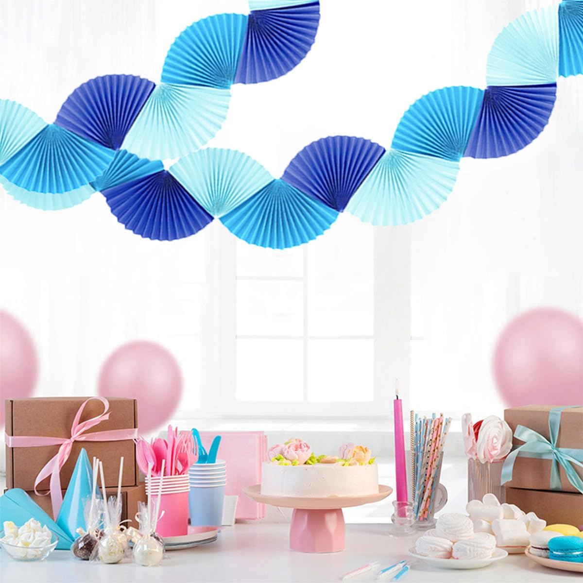 Paper Fan Garland - Paper Fan Garland Party Decorations - Perfect for Birthday Parties, Holiday Decorations, Family Gatherings, Weddings and More (Red)
