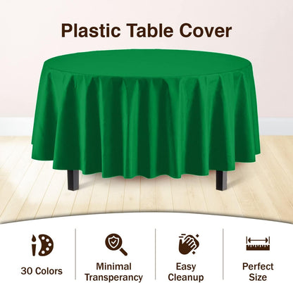 12-Pack Premium Plastic Tablecloth 54in. x 108in. Rectangle Table Cover - Dark Blue - Colors A