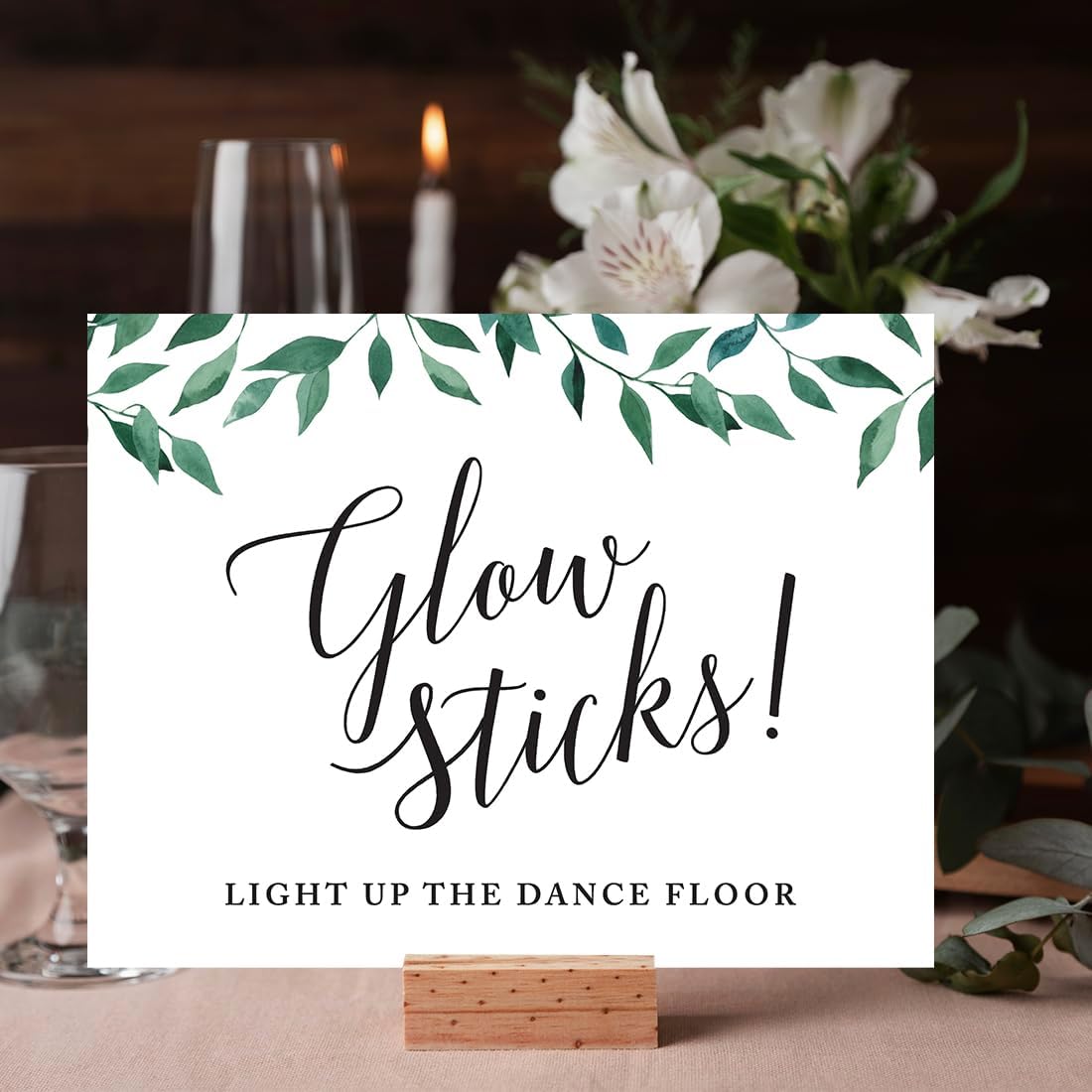 Andaz Press Wedding Party Signs, Natural Greenery Green Leaves, 8.5x11-inch, Bridal Shower Scavenger Hunt, 1-Pack - Colors D