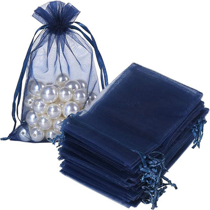 HRX Package 100pcs White Organza Bags, 4x6 inch Mesh Bags Drawstring Gift Bags Jewelry Pouches for Candy Wedding Favors Christmas