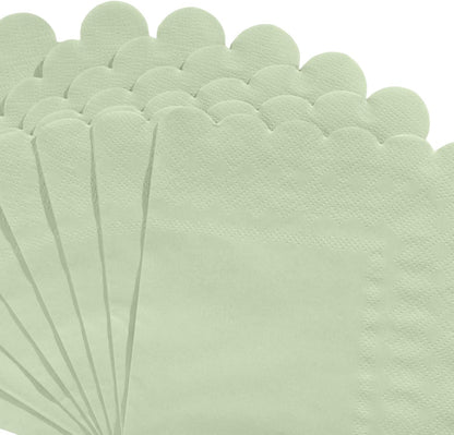 NatNarr 120 Pcs Cocktail Napkins Pink Mothers Day Paper Napkins Light Pink Dessert Beverage Napkin Cute Scalloped Party Napkin for Baby Bridal Shower, Birthday, 5 x 5 Inch