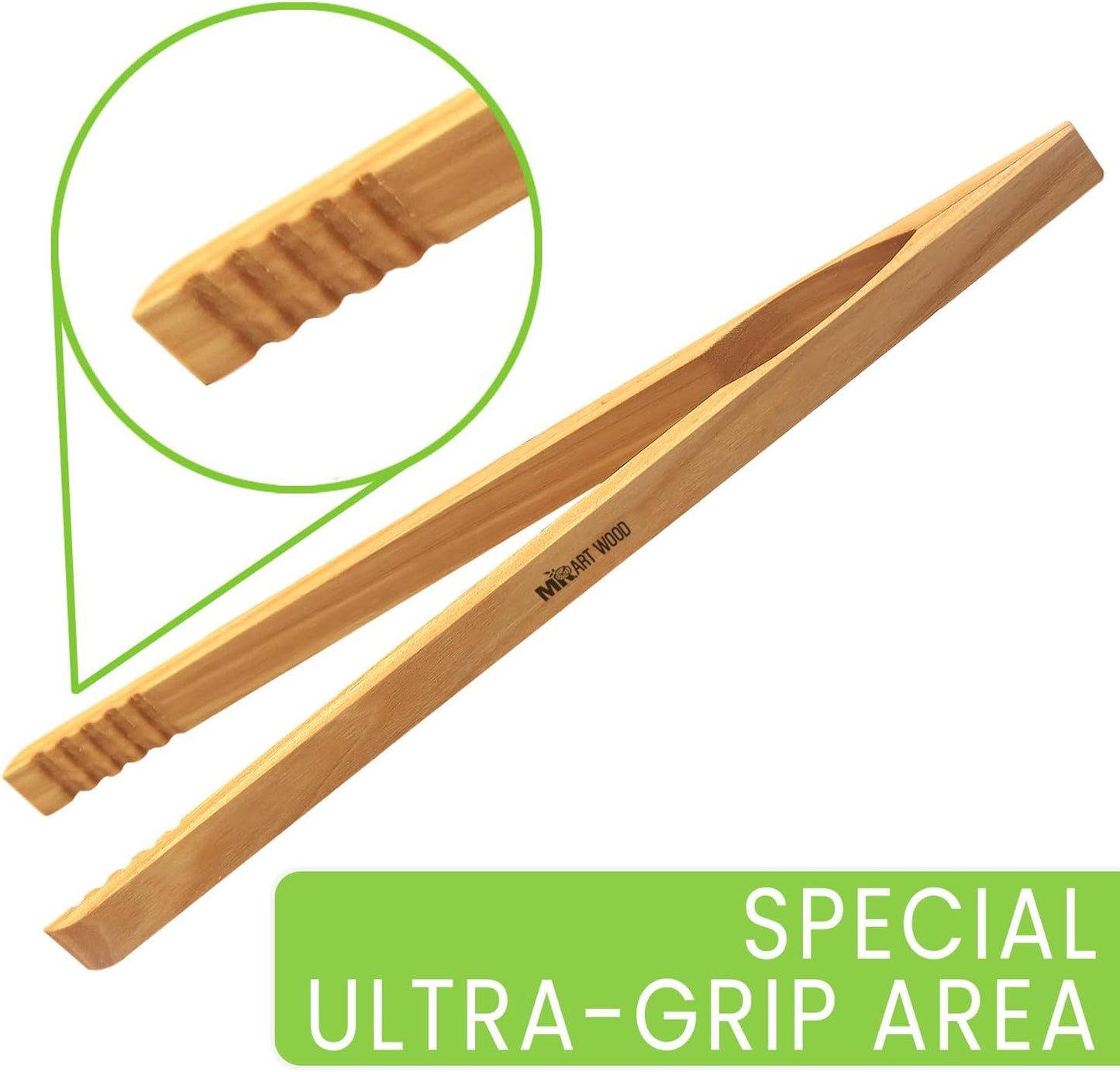 Dark Wood Toaster Tongs Set of 4 – 10 Inch Kitchen Tongs for Toast, BBQ, Cooking & Serving | Premium Dark Hardwood | Stronger & More Durable Than Bamboo Tongs