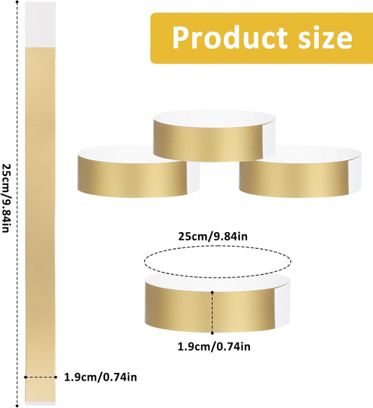 300 PCS Paper Wristbands for Events, Metallic Gold Wristbands for Events, Waterproof Party Arm Bands, Paper Bracelets Wrist Band for Clubs Concert Music Festival Admission