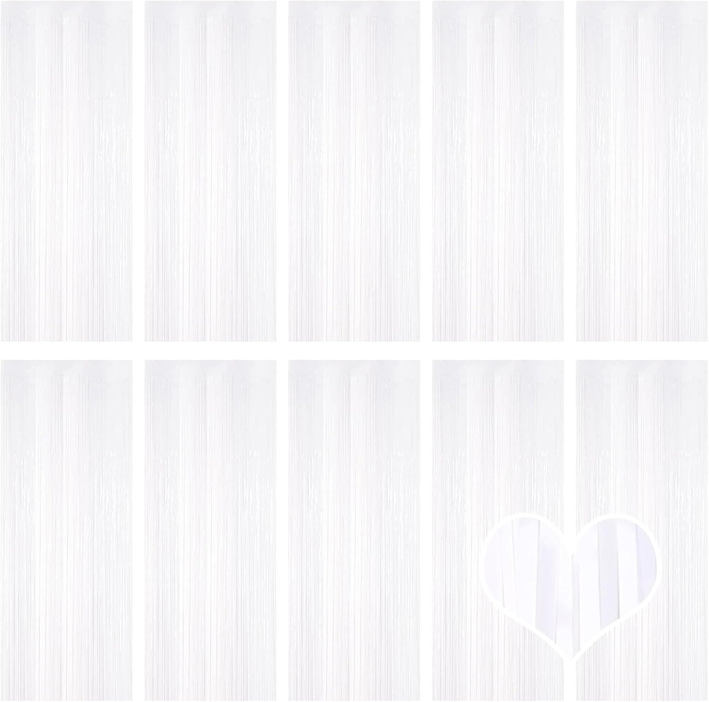 10 Pack Silver Backdrop Curtain 3.2ft x 8.2ft Metallic Tinsel Foil Fringe Curtains Photo Booth Background for Birthday Party Decoration Baby Shower Engagement Wedding Christmas Decoration (Silver)