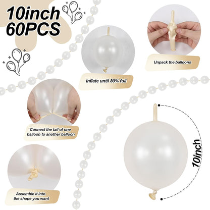 Gold Quick Link Balloons, 60PCS Linking for Balloon Wall Arch Chains, 6inch Linkable for Wedding Birthday Baby Shower Engagement Graduation Party Decorations