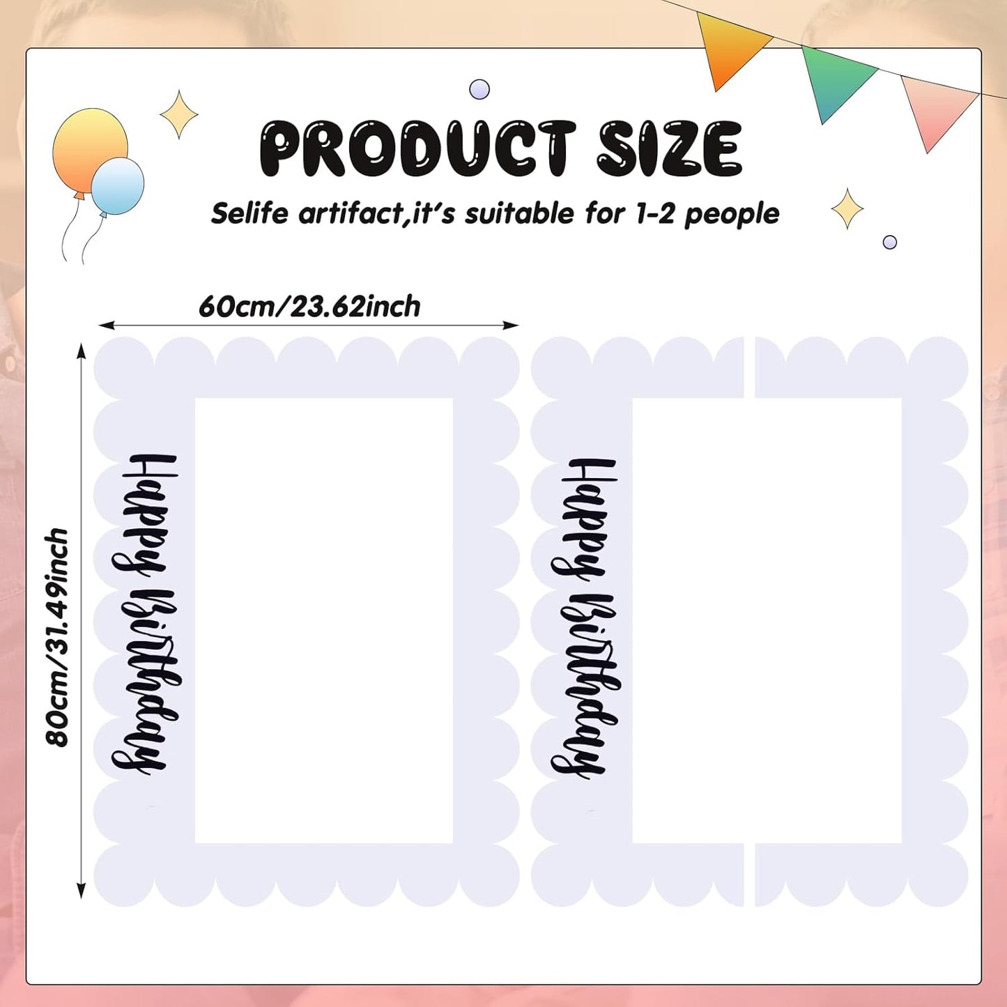 Beeveer 32 x 24 Inch Extra Large Happy Birthday Photo Booth Selfie Frame Props Picture DIY Cutouts Photo Backdrop Cardboard Props for Party Supplies Favors(Vertical,Shiny Gold)