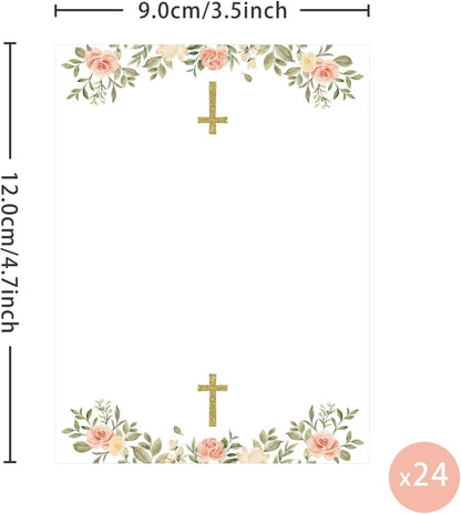 24 Pcs Baptism Place Cards, Baptism Themed Buffet Food Labels and Tent Name Cards for Newborn Baby Shower Party Table Setting Decorations Supplies (White)