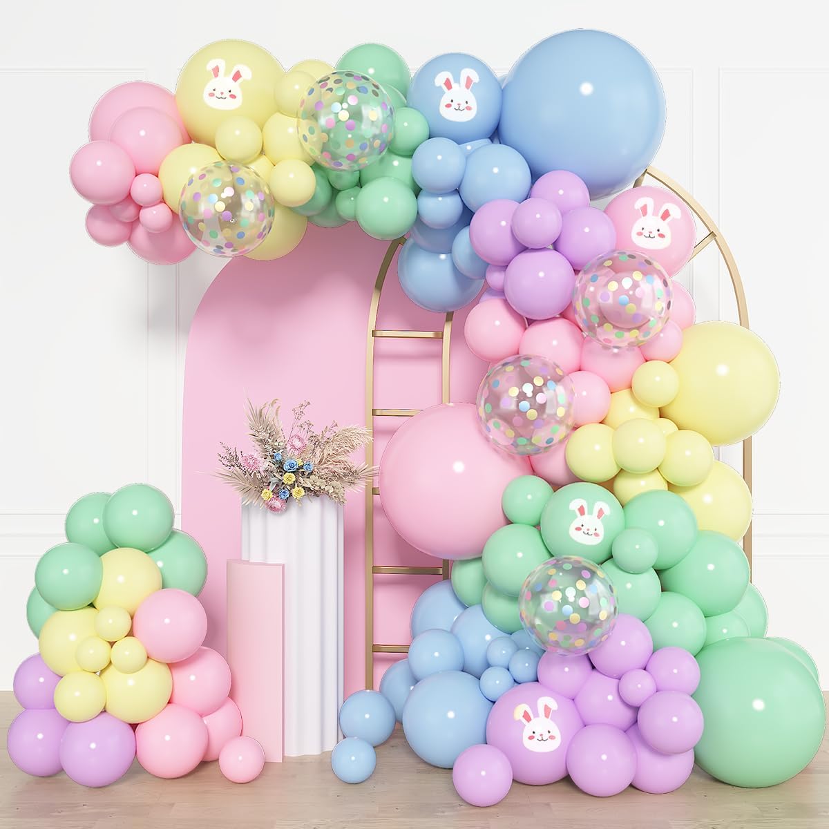 Amandir 153pcs Pink Purple Balloon Garland Arch Kit, Different Sizes 18 12 10 5 inch Pink Purple Red Latex Metallic Confetti Purple Balloons for Girl Women Birthday Bridal Baby Shower Party Decoration