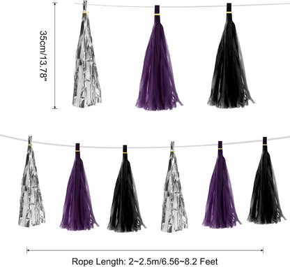 MECCANIXITY 15Pcs Light Blue Tassel Garland Banner with Rope Tissue Paper Tassels Party DIY Kits for Anniversary Wedding Birthday Party