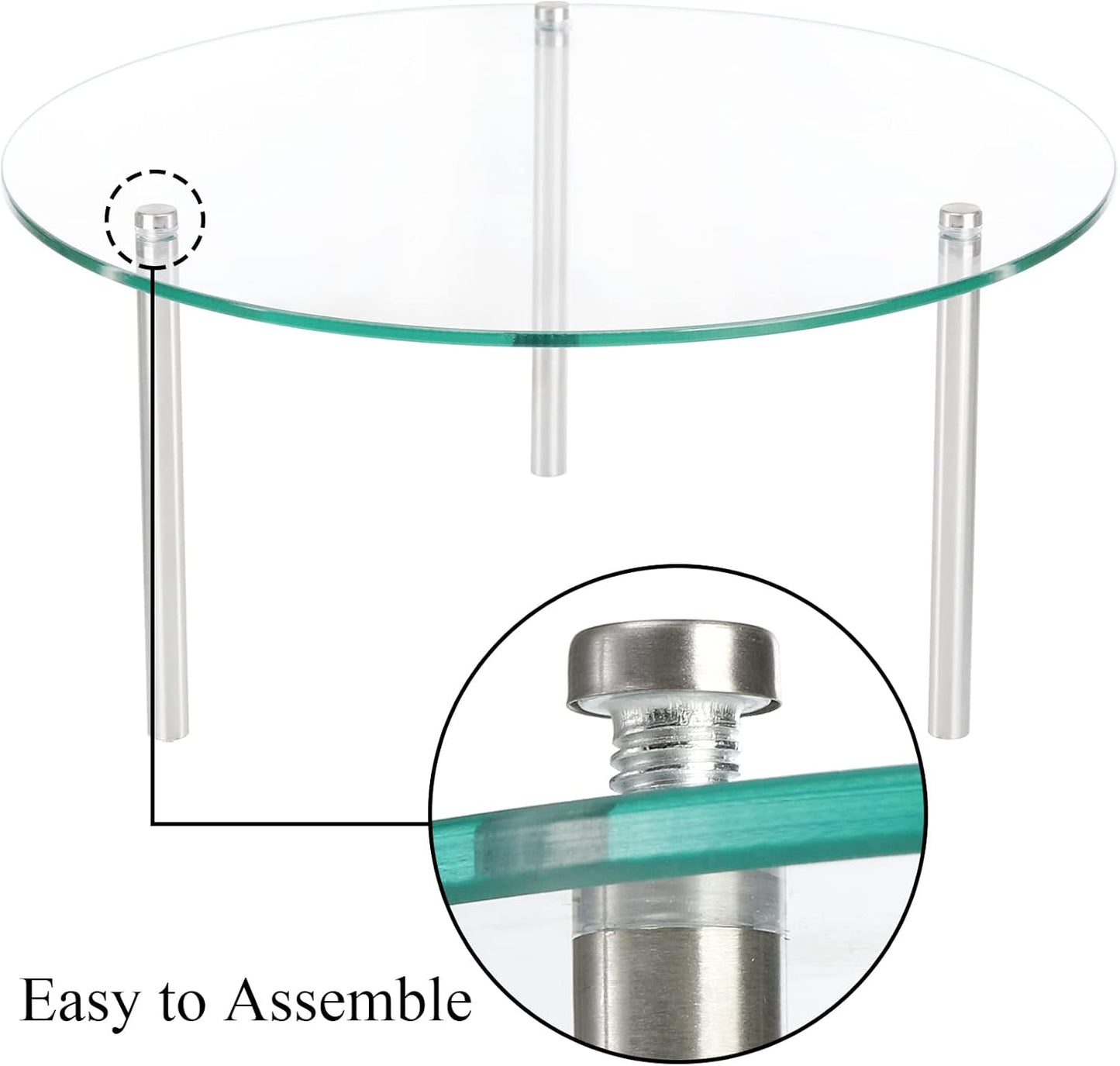 Hacaroa 3 Pcs Tempered Glass Cupcake Stands for Party, 9,11,12.6 Inch Round Food Display Stand Clear Retail Risers for Cakes, Desserts, Pastries, Appetizers