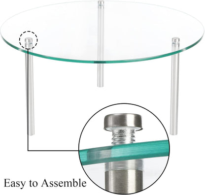 Hacaroa 3 Pcs Tempered Glass Cupcake Stands for Party, 9,11,12.6 Inch Round Food Display Stand Clear Retail Risers for Cakes, Desserts, Pastries, Appetizers