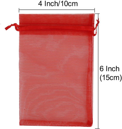 HRX Package 100pcs White Organza Bags, 4x6 inch Mesh Bags Drawstring Gift Bags Jewelry Pouches for Candy Wedding Favors Christmas