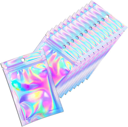 Trunple Smell Proof Bags & Resealable Foil Pouch Mylar Sample Bag Great for Party Favor Food Storage (Holographic Color) (50pcs-6x9 inch)