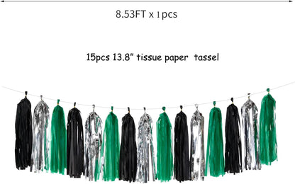 Navy-Blue White-Silver Tassel Garland Streamers - 15pcs Party Decorations Tissue Paper Tassels Banner,Graduation 2025 Wedding Baby Bridal Shower Hanging Decoration Boy Birthday Backdrop Decor Panduola