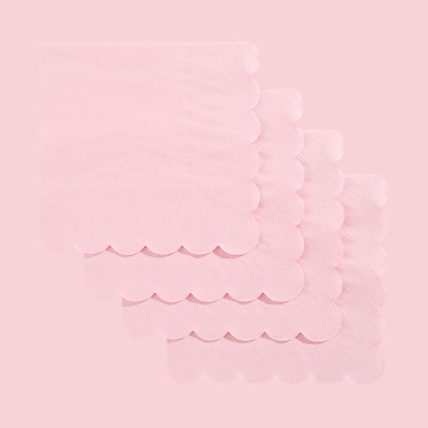 NatNarr 120 Pcs Cocktail Napkins Pink Mothers Day Paper Napkins Light Pink Dessert Beverage Napkin Cute Scalloped Party Napkin for Baby Bridal Shower, Birthday, 5 x 5 Inch
