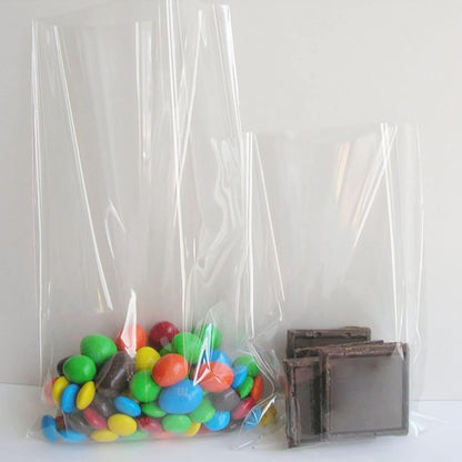Zcintert Clear Cello Cellophane Treat Bags, 100 Pcs - 7.9" x 11" (2mils), Plastic Gift Bags for Candy, Party Favor, Cookies, Candies Packaging, with 4” Twist Ties