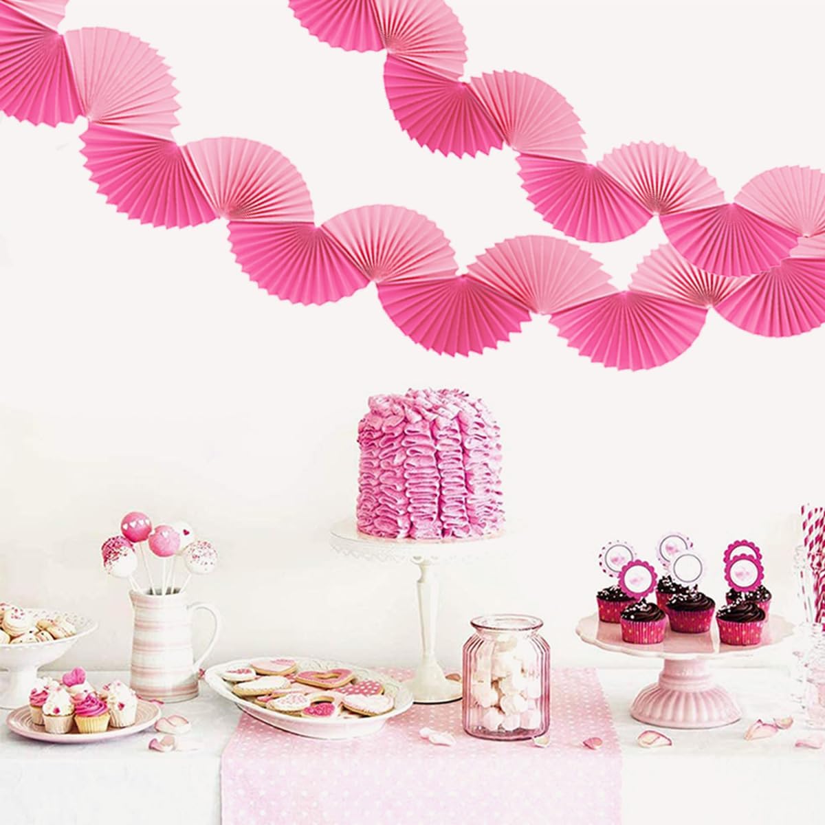 Paper Fan Garland - Paper Fan Garland Party Decorations - Perfect for Birthday Parties, Holiday Decorations, Family Gatherings, Weddings and More (Red)
