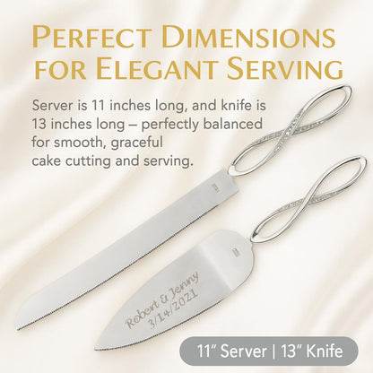 GIFTS INFINITY Personalized Wedding Cake Knife and Server Set with Engraving – Cake Cutting Utensil Set, Keepsake Gift for Wedding, Anniversary, Reception, Birthday & Other Occasions (CH-101WB)