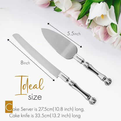 Homi styles Wedding Cake knife and Server Set | Elegant Rose Gold Color Premium 420 Stainless Steel plated Blades | Cake & Pie Serving Set for Wedding Cake, Birthdays, Anniversaries, Parties