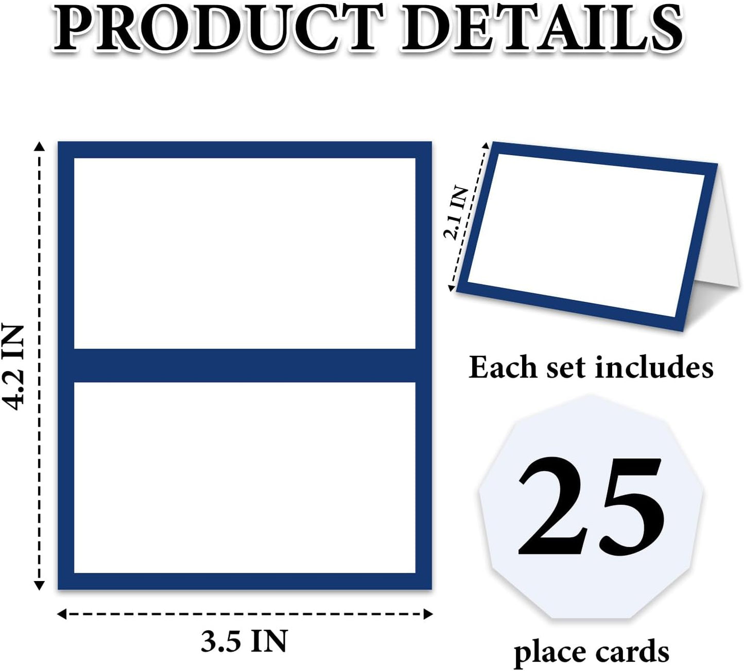 Blue Floral Place Cards for Table Setting, Birthday Baby Shower Folded Tent Cards Wedding Seating Cards for Bridal Shower, Anniversary, Engagement Food Name Card for Party Decoration, 25pcs /A10