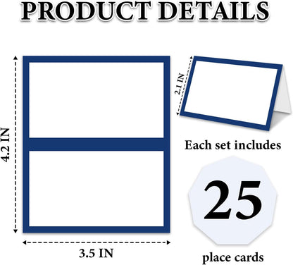 Blue Floral Place Cards for Table Setting, Birthday Baby Shower Folded Tent Cards Wedding Seating Cards for Bridal Shower, Anniversary, Engagement Food Name Card for Party Decoration, 25pcs /A10