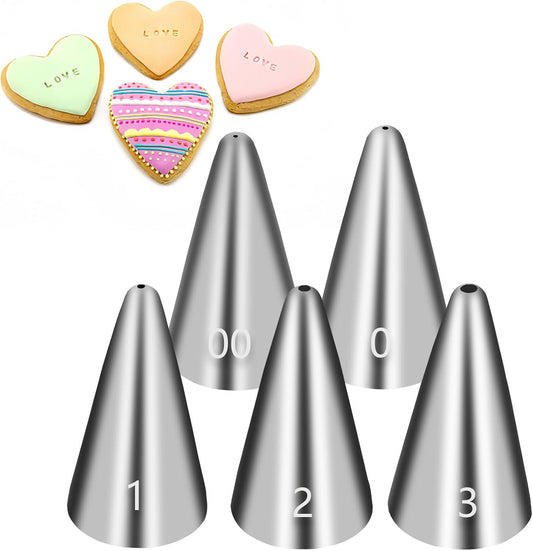 Suuker Round Piping Tips Set, Seamless Stainless Steel Icing Tips Cupcake Frosting Nozzles Small Cake Decorating Tip, Cake Writing Tool for Easy Cake Cupcake Dessert Cookies Decorating, 6 Pieces