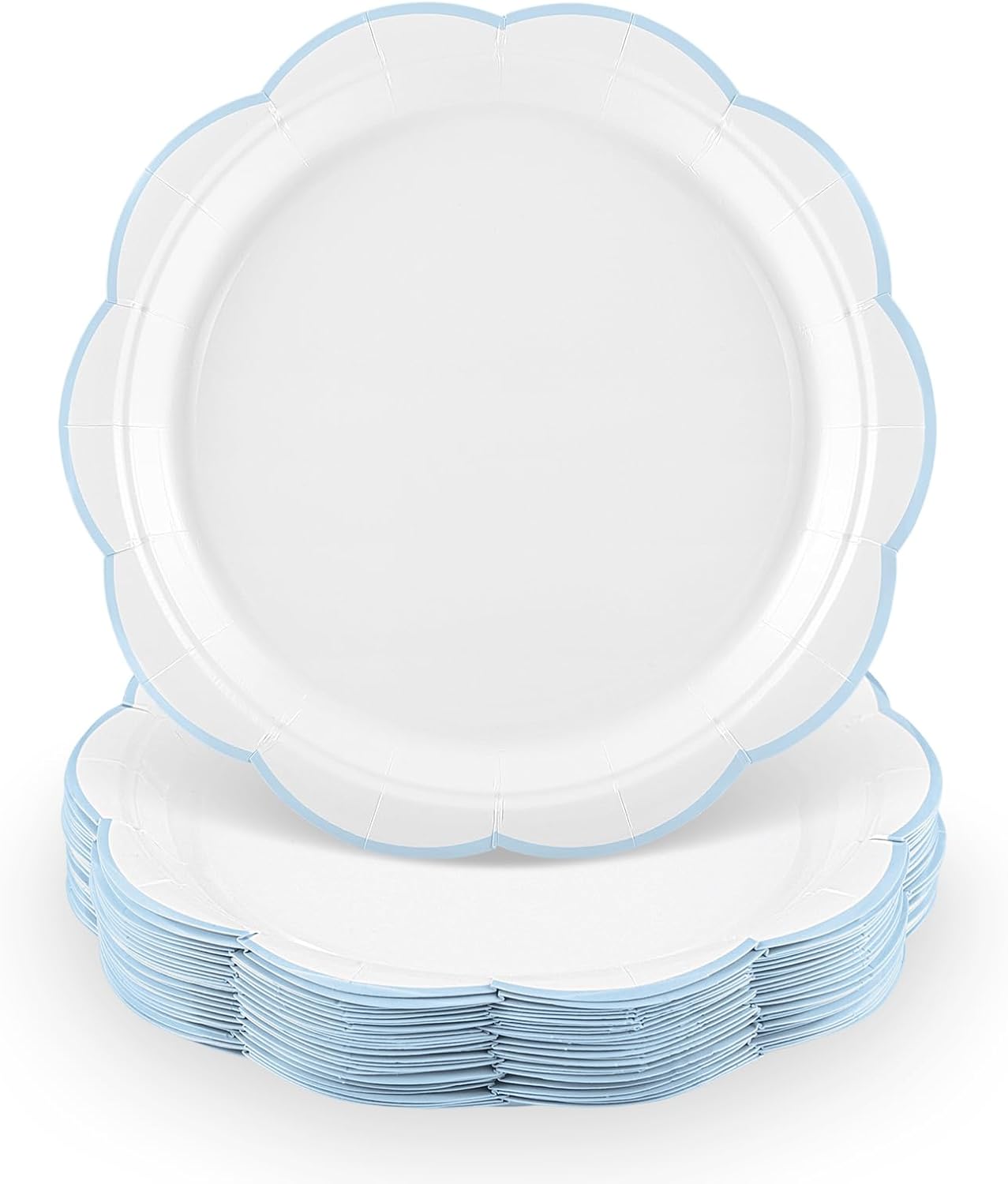 NatNarr 30 Pcs Sage Green Paper Plates, 7 Inch Scalloped Paper Plates Small Dessert Cake Plate Cute Party Plate Disposable Sage Greens Party Supplies for Wedding, Baby Bridal Shower, Birthday