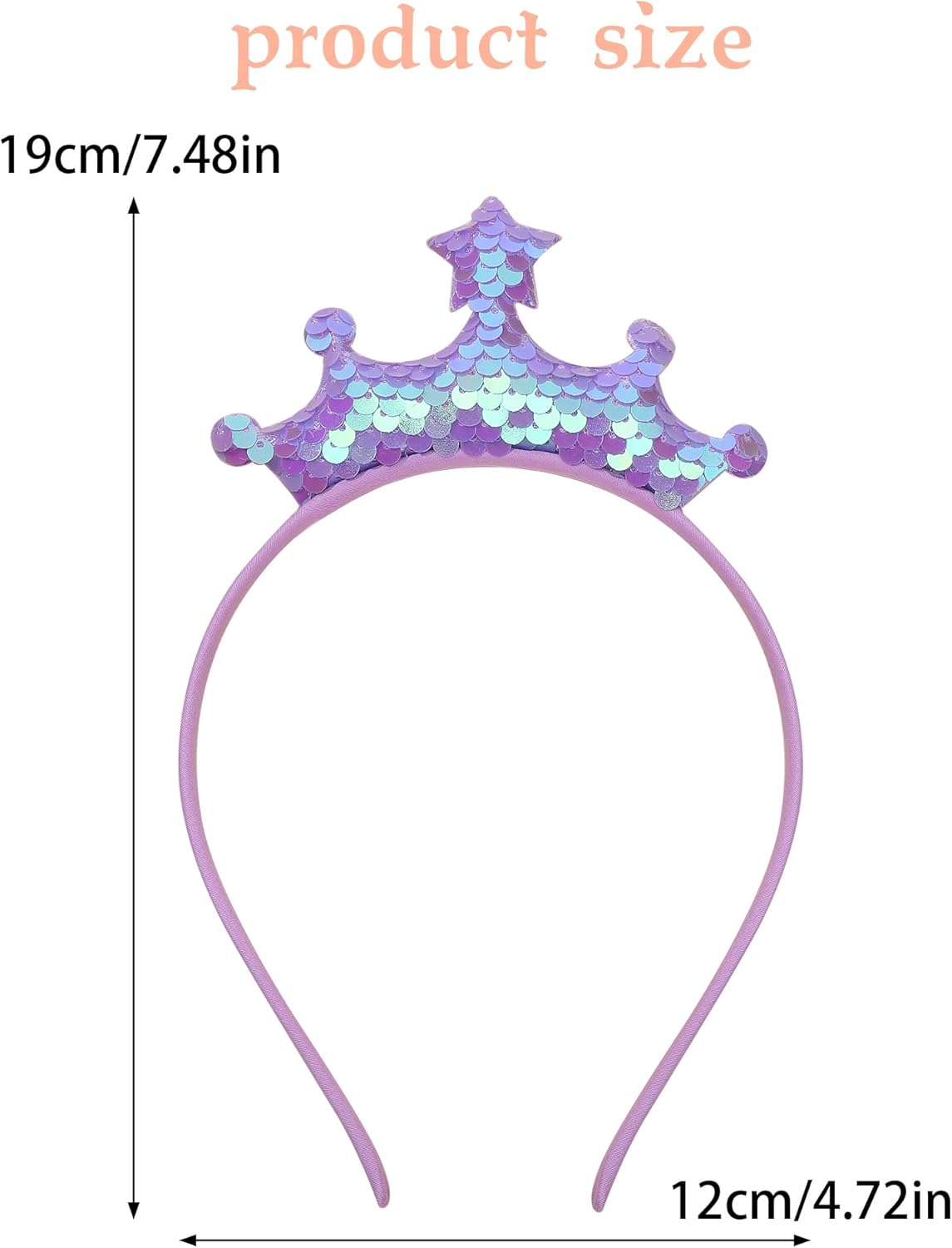 6Pcs Princess Tiara Crown Headband,Glitter Birthday Party Headbands for Women, Fairy Costume Head Band Hair Accessories