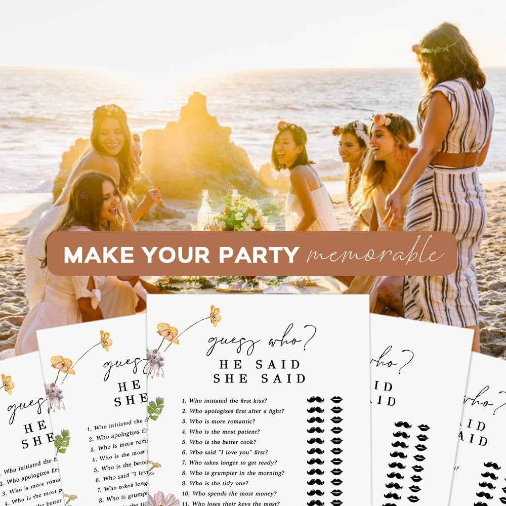 GardenCity Find The Guest Bingo Game Cards, Bridal Shower Games, Baby Shower Bingo, Wedding Game, 50 Cards - Wildflower