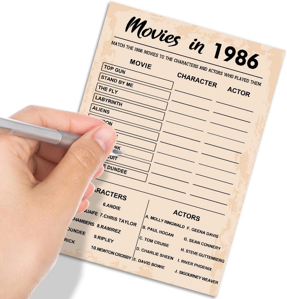 QUPT 40th Birthday Party Games, Movies in 1986 Games, Birthday Party Supplies for Adults, Fun 1986s Party Game，Pack of 30 Cards