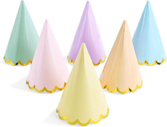 CANREVEL 24 PCS Pastel Party Hats for Adults, Pastel Party Decorations, Party Headwear for Birthday|Celebration|Party Supplies, Macaron Cone Hats for Women Men
