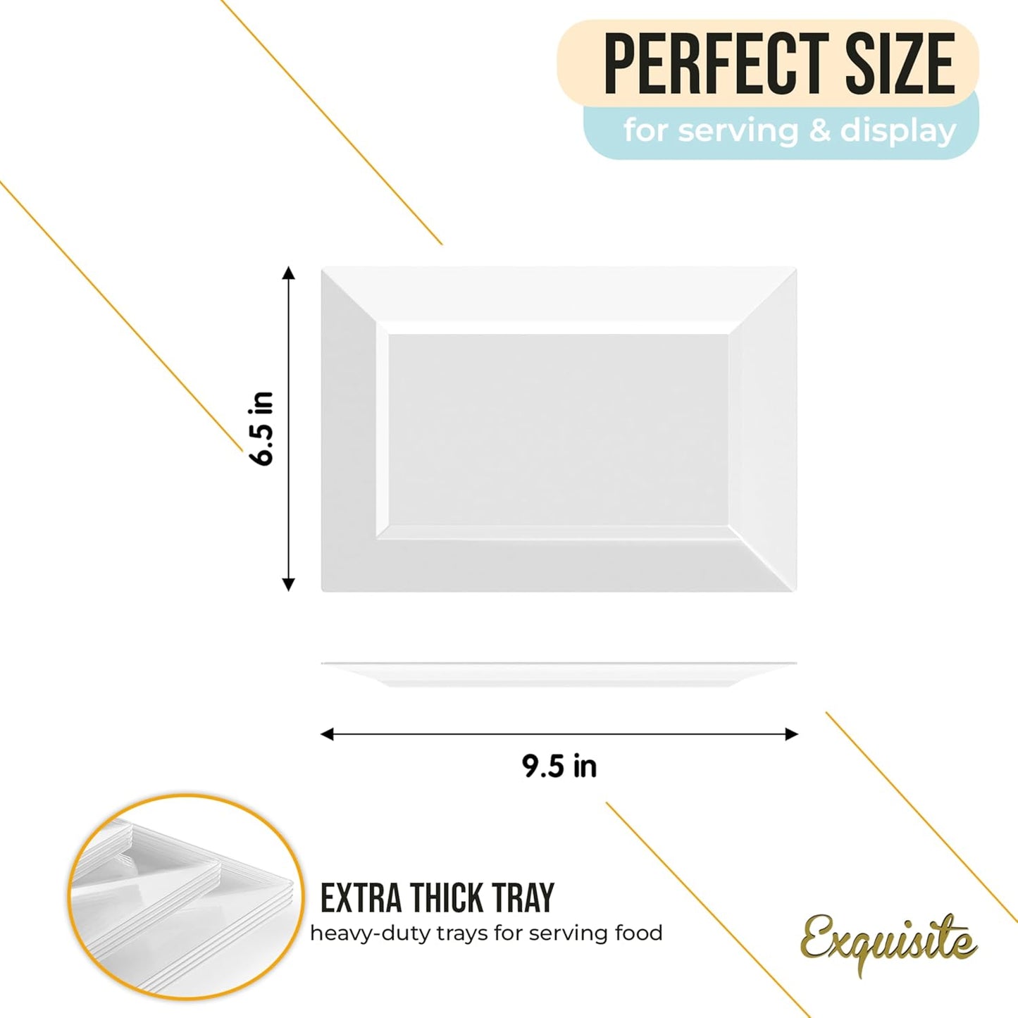 Exquisite Plastic Serving Trays for Party - 40 Pcs 9.5 Inch Clear Serving Platters, Plastic Trays for Food, Clear Tray, Food Tray Disposable Platters for Parties, Catering & Buffet