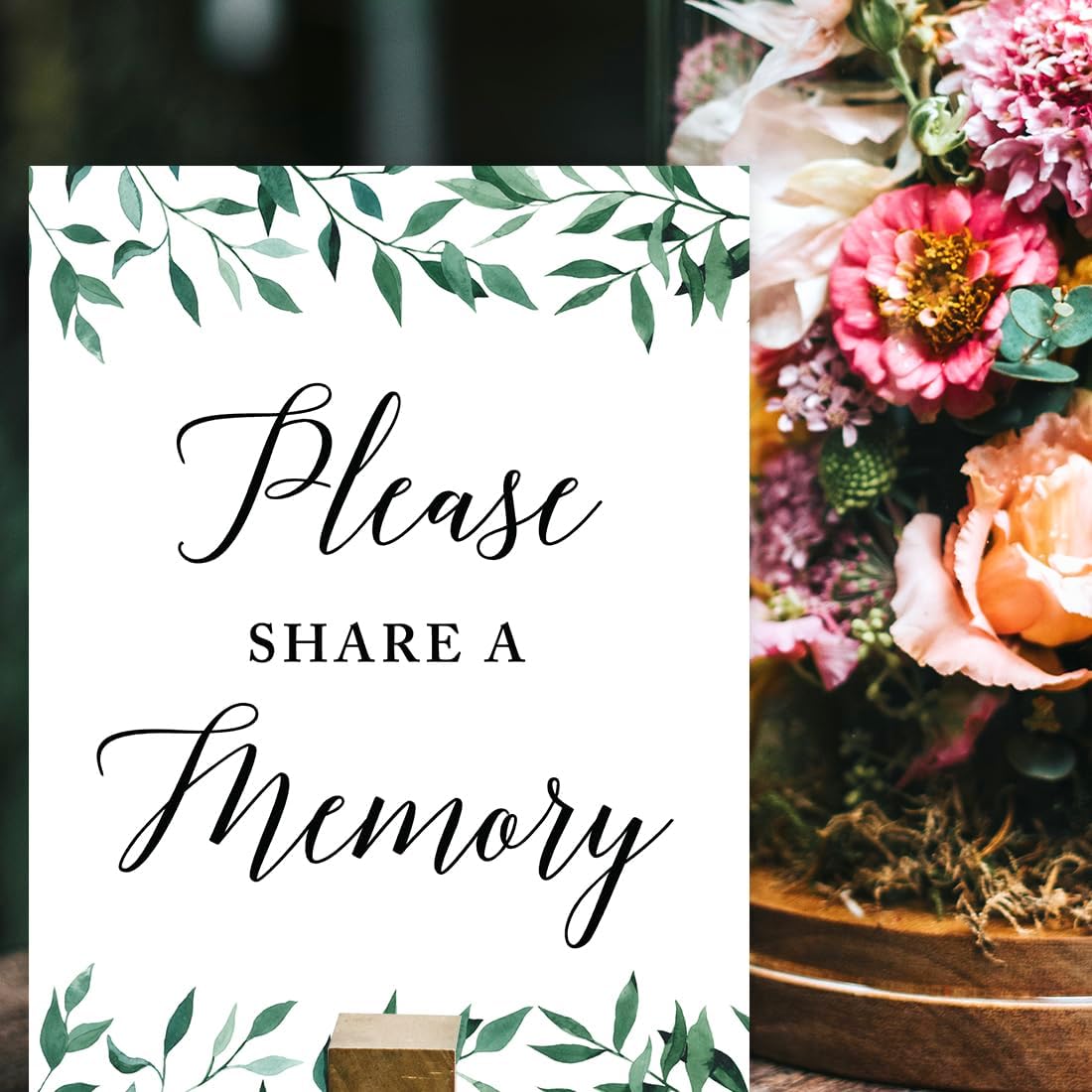 Andaz Press Wedding Party Signs, Natural Greenery Green Leaves, 8.5x11-inch, Bridal Shower Scavenger Hunt, 1-Pack - Colors D