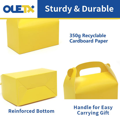 30-Pack Yellow Party Favor Treat Boxes, Goodie Candy Box, Gable Paper Gift Boxes with Handles Perfect for Construction and Chic Yellow Submarine Party Decoration Supplies