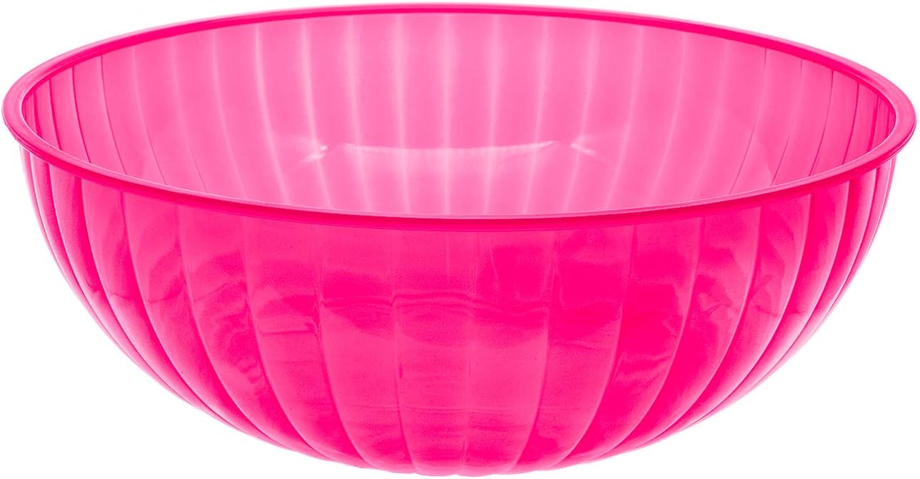 Party Essentials Hard Plastic 192-Ounce Serving Bowl, Neon Pink