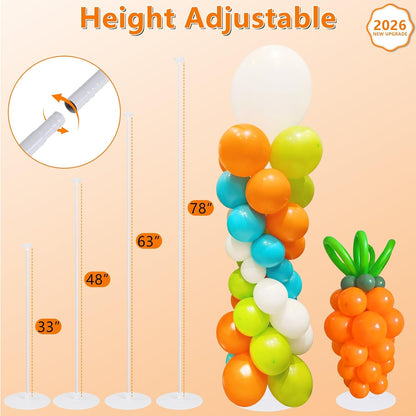 Balloon Stand Kit Set of 2, 7FT Metal Balloon Pillars Stand with Base, Reusable Balloon Columns for Birthday, Wedding, Baby Shower, Graduation Party Decorations