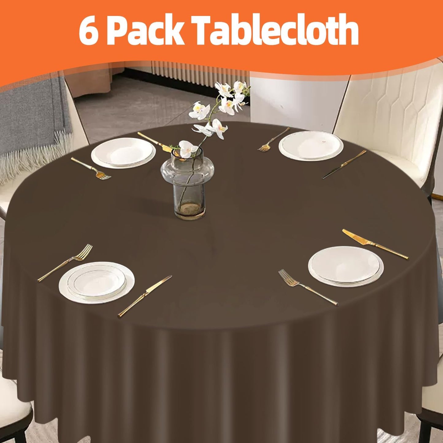 tujol Royal Blue 6 Pack Plastic Table Cloth 54" x 108", Disposable Tablecloths Rectangle Table Cover, Plastic Tablecloths for Parties