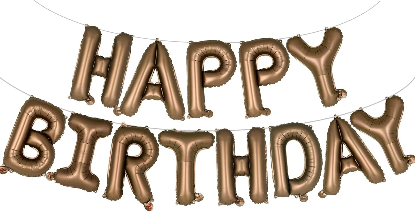 Happy Birthday Balloons Banner, Foil Balloon Personalized Name Letters Balloons Sign Birthday Party Decorations for Women Men Boys Girls Cream