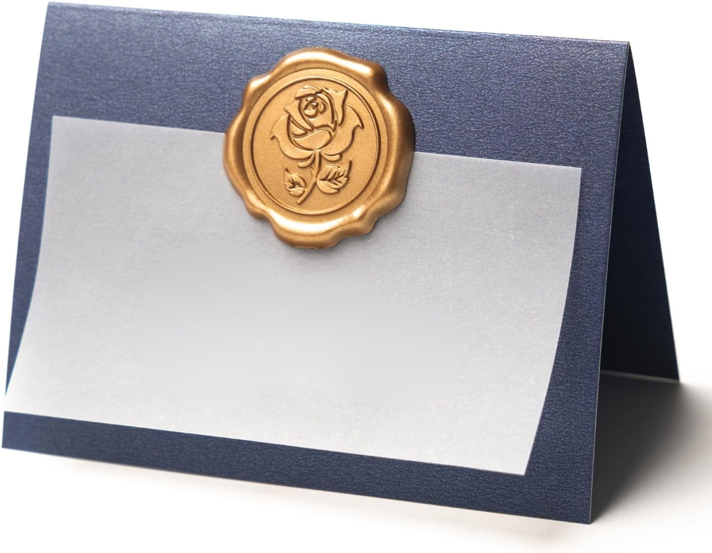 25 Pack Name Cards for Table Setting, Printable Place Cards with Antique Gold Rose Wax Seal Sticker for Wedding, Table Tent Card Stock Decor for Party, Dinner, Home(Pearlized Champagne Gold)