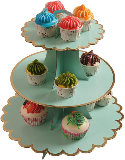 YLDW Cupcake Stand, 3-Tier Cupcake Stand Display, Cardboard Cup Cake Tower Stand, Disposable Dessert Stand for Birthday Tea Party Baby Shower Treat Decorations, Pink