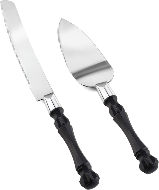 Homi styles Wedding Cake knife and Server Set | Elegant Rose Gold Color Premium 420 Stainless Steel plated Blades | Cake & Pie Serving Set for Wedding Cake, Birthdays, Anniversaries, Parties