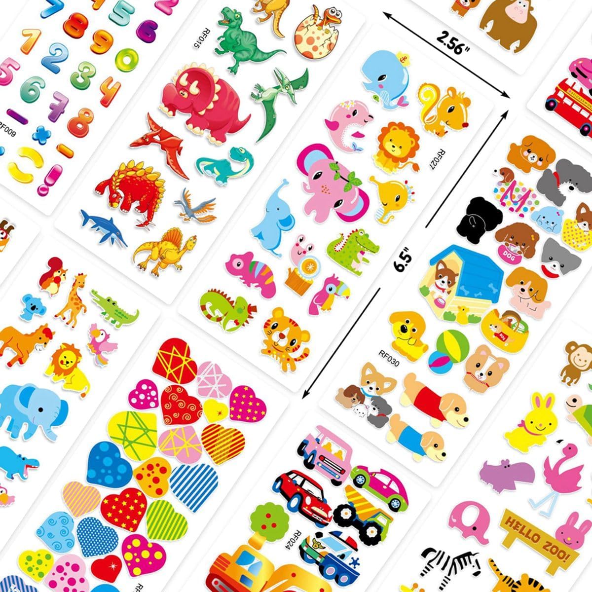 Stickers for Kids 1000+, 3D Puffy Stickers for Kids Toddlers 40 Different Sheets Variety Pack for Scrapbooking, Gifts, Rewards Including Animals, Stars, Fishes, Hearts, Dinosaurs, Cars and More