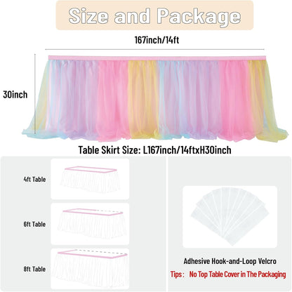 72inch Champagne Gold Tulle Table Skirts for Rectangle Round Tables, Gold Grim Ruffle Tulle Tutu Cloth Table Skirt 6ft for Wedding Birthday Party Cake Dessert Decor(No Top Cover)
