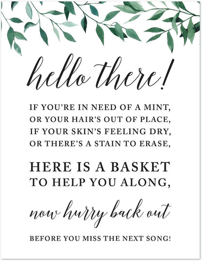 Andaz Press Wedding Party Signs, Natural Greenery Green Leaves, 8.5x11-inch, Bridal Shower Scavenger Hunt, 1-Pack - Colors B